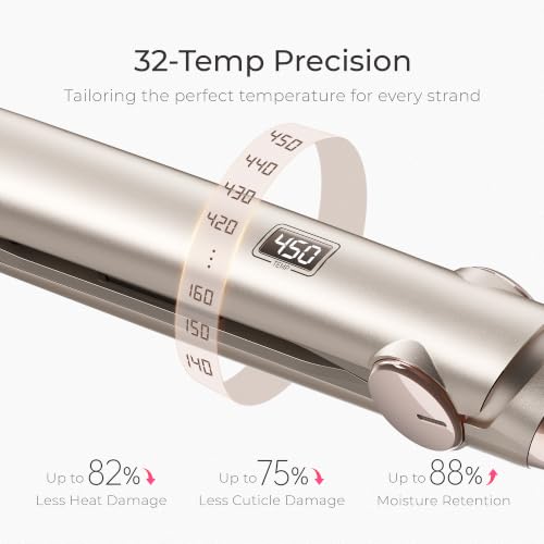 TYMO Flat Iron Hair Straightener & Curler 2-in-1 Champagne, 1 Inch Titanium, Fast Heating