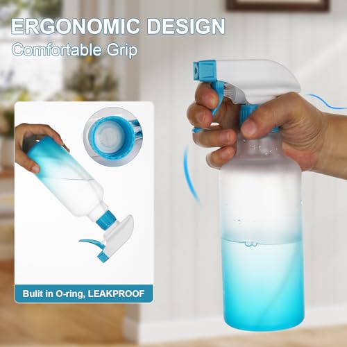 Hethyo Blue 12oz/350ml Plastic Spray Bottle with Adjustable Mist Stream - Pack of 2