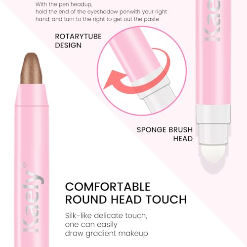 Cream Eyeshadow Stick Set - 6 Waterproof Shades with Built-in Smudger