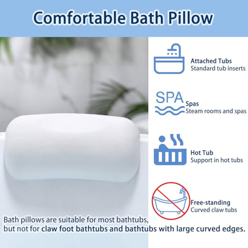 Bath Pillow with Suction Cups - Neck & Head Support
