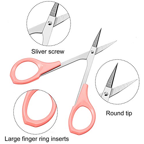 Mudder 2 Pack 4 Inch Curved Eyebrow Scissors Pink