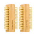 Bamboo Nail Brush Set - 2PCS Double-Sided Firm Sisal Scrub Brush for Nails and Toes