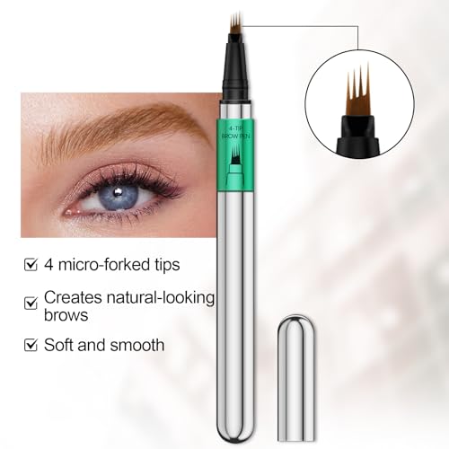Microblading Eyebrow Pen - Waterproof 4-Tip Brow Makeup Pencil