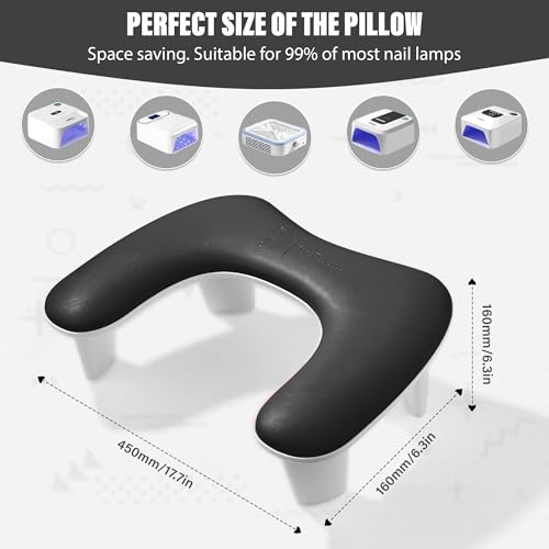 Nail Arm Rest ? U-Shaped Ergonomic PU Leather Hand Rest Comfort Cushion for Acrylic Nails Tech ? Ideal for Home & Professional Use ? Easy Clean, Waterproof & Portable