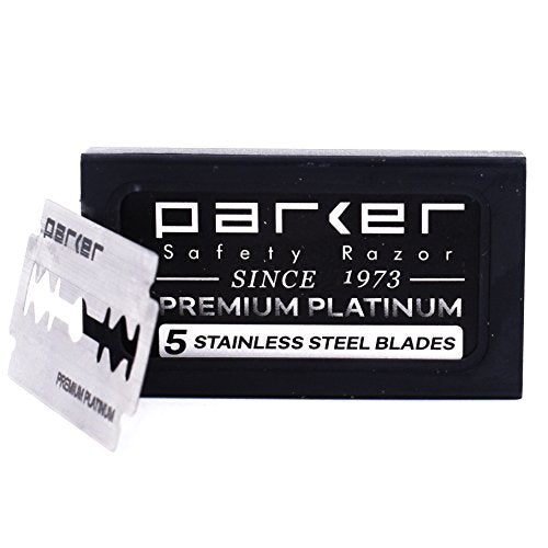Parker 100?Count Double Edge Safety Razor Blades ? Premium Platinum?Tungsten?Chromium Coated Stainless Steel for Smooth, Long?Lasting Shaves ? Fits All DE Razors