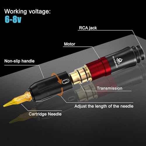Tattoo Gun Kit for Beginners, Rotary Pen with Power Supply, Professional Ink Kit, Foot Pedal & Pigment, Light Tattoo Gun 10pcs Cartridge Needles,Complete Starter Set (Black)