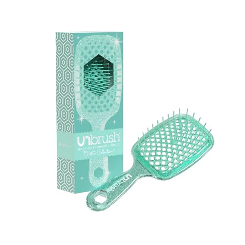 FHI Heat UNbrush Detangling Brush for Pain-Free Brushing on All Wet or Dry Hair Types — Durable DuoFlex Anti-Static Bristles, Lightweight Handle, Vented Hair Brush, Turquoise Green