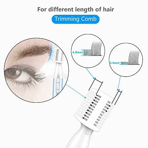 Eyebrow Trimmer, Precision Electric Eyebrow Razor for Women Battery-Operated Facial Hair Remover with Comb No Pulling Sensation Painless for Face Chin Neck, Upper-Lip, Peach-Fuzz