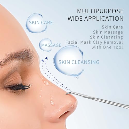 Blackhead Remover Tool, Pore Cleaner & Comedone Extractor Face Spatula, Professional Stainless Steel Whitehead & Pimple Extractor Tool for Facial Skin Care with Cyan PU Case