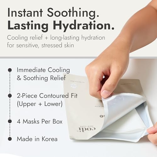 Collagen Gel Mask, Non-Slip Breathable Micro-hole Hydrogel for Redness Relief & Glass Skin, Intense Hydration, Soothing, Moisturizing, 4 Sheets (Hydro Soothe)