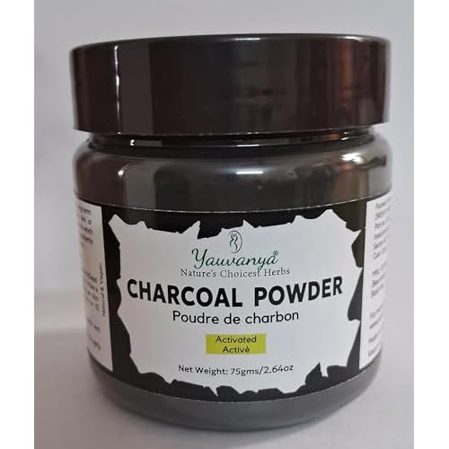 Yauvanya Activated Charcoal Powder, 75 gms, Face Mask, Skin Detox, Vegan