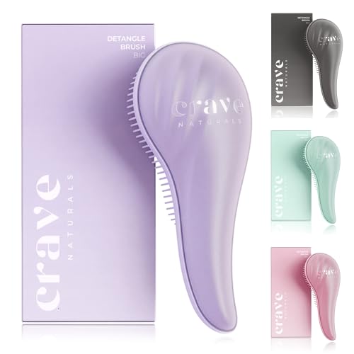 Crave Naturals Large Purple Detangling Hair Brush for All Hair Types, Kids & Toddlers