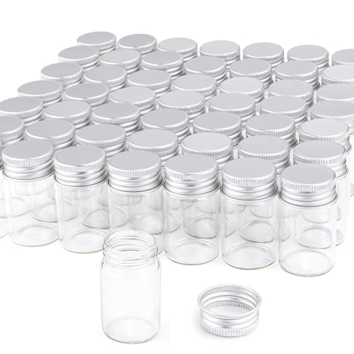 20ml Clear Glass Essential Oil Bottles - 50 Pack with Aluminum Lids
