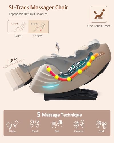 RELX Full Body Massage Chair, Zero Gravity SL-Track, 20 Modes