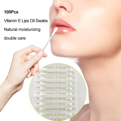 50pcs Disposable Vitamin E Lip Oil Swabs - Moisturizing Cotton Applicators