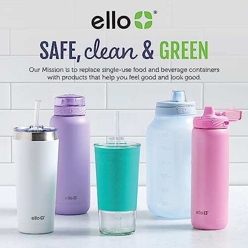 Ello Emma 14oz Vacuum Insulated Stainless Steel Kids Water Bottle with Straw and Built-in Carrying Handle and Leak-Proof Locking Lid for School Backpack, Lunchbox and Outdoor Sports, Cotton Candy