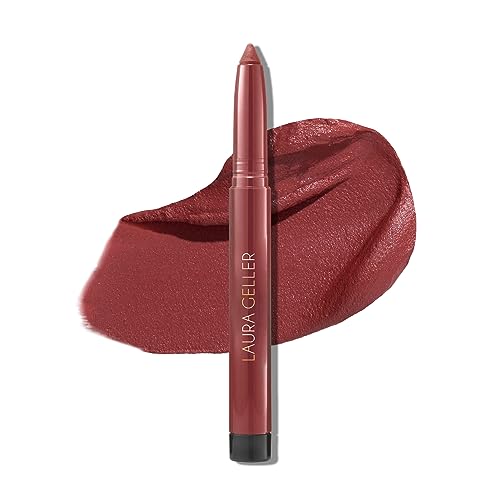 LAURA GELLER NEW YORK Kajal Longwear Matte Lip Color | Transfer Proof Nourishing Formula with Built In Sharpener| Hazelnut