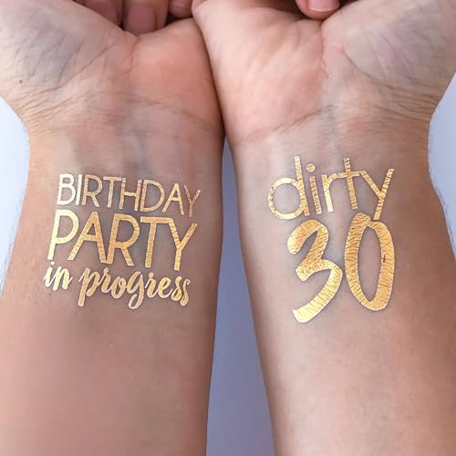 Dirty 30 Gold Temporary Tattoo Party Favors - 12 Pack