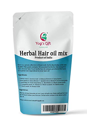 HERBAL HAIR OIL MIX | Ayurvedic 18 Essential Raw Herbs for Oil Infusion | 100% Natural Indian Herbs for Hair Growth | Yogi’s Gift For Women