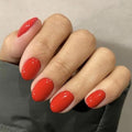 Red Oval Press On Nails Kit - 32Pc with Glue & Tools