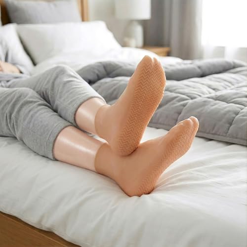 JFRHUDS Nude Silicone Moisturizing Socks for Men & Women Size 9-13 – 2 Pairs