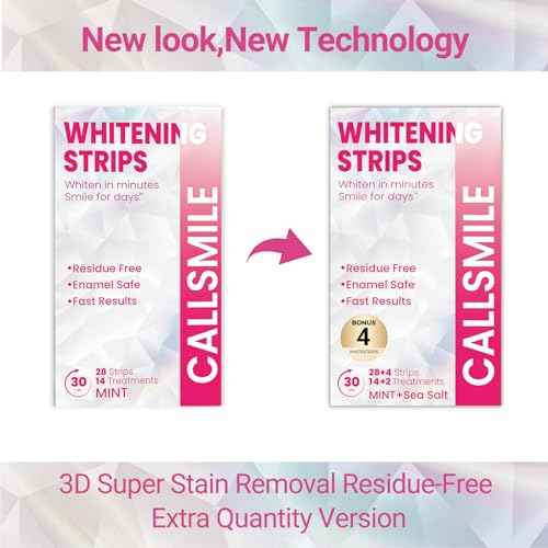 CALLSMILE Teeth Whitening Strips Kit 16 Treatments - Whitening Strips for Sensitive People, Fast Remove Smoking, Coffee, Wine Stains, White Strips for Teeth Whitening (32 Strips)