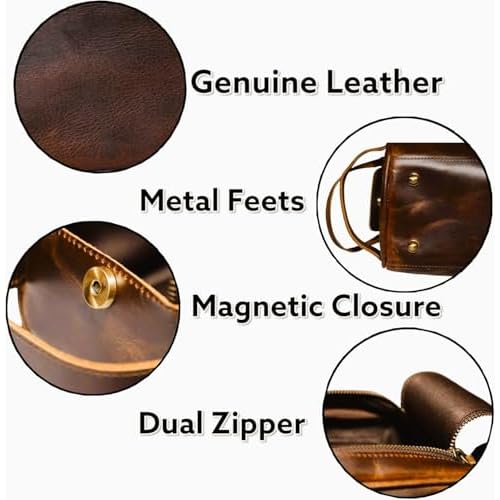 Premium Leather Toiletry Bag Travel Kit Unisex,Travel Mens Toiletry Bag,Mens Leather Shaving Bag, Handcrafted Vintage Shaving - Kit (Combo of 4 Items)