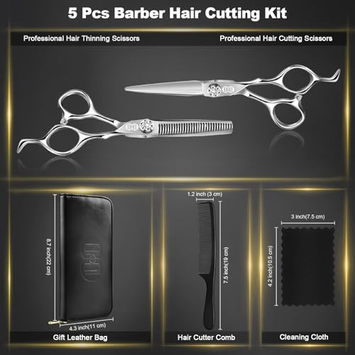 CIICII 6.7" Professional Hair Cutting Scissors Set, 440C Stainless Steel