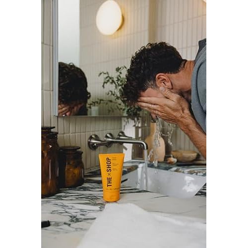 The Shop by LeBron James Men's Daily Exfoliating Face Wash, Gentle Cleanser for All Skin Types, Unclogs Pores, Removes Dirt & Oil, Smoothes Rough & Uneven Texture, Eucalyptus Scent, 4 Fl Oz