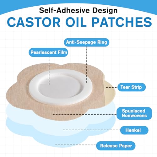 50 Pcs Castor Oil Belly Button Patches Self-Adhesive