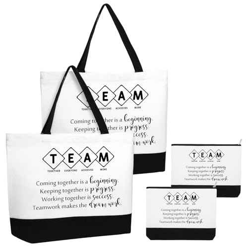 Cunno 4 Pcs Team Appreciation Bags Bulk Women Employee Gifts Team Together Canvas Tote Bag Makeup Bags for Vet Tech Coworker Nurse