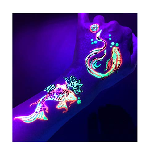 Glow In The Dark Temporary Tattoo - Koi Fish Design