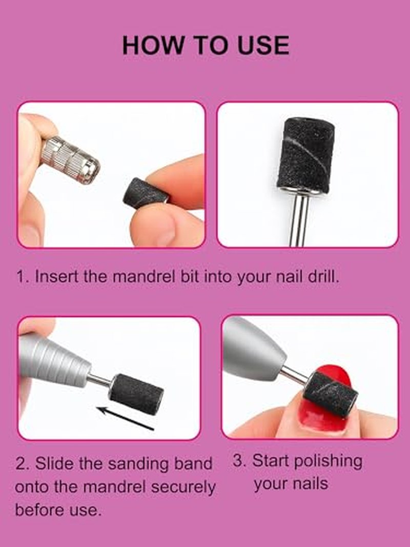 145 Pcs Nail Drill Bits Set - Fine Grit Sanding Bands for Acrylic Nails