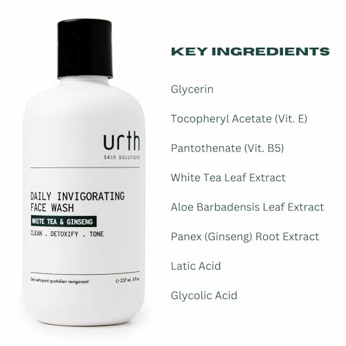 Urth Face Wash with White Tea & Ginseng Invigorating Daily Cleanser 8oz