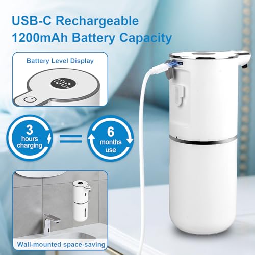 Touchless Automatic Soap Dispenser, USB Rechargeable, 380mL