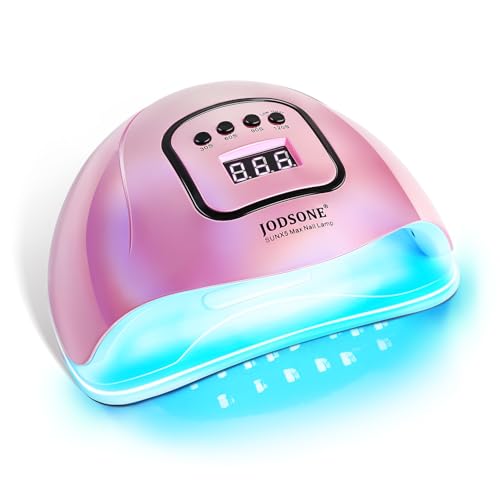 JODSONE Iridescent Pink UV Nail Lamp for Gel Polish with 4 Timer Settings & Auto Sensor