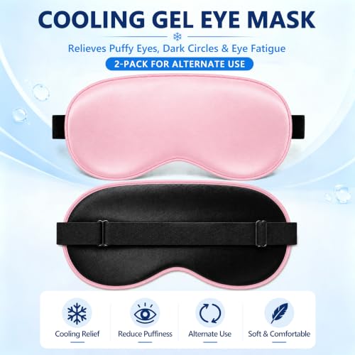 Cooling Gel Eye Mask for Migraines & Puffy Eyes – 2 Pack