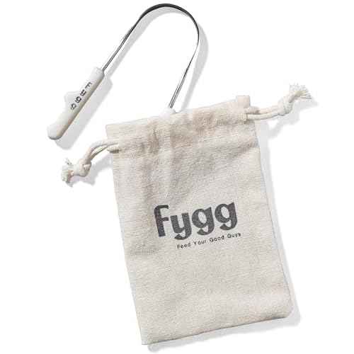 Fygg Stainless Steel Tongue Scraper with Cotton Storage Bag, Gentle Oral Care Tool for All Ages