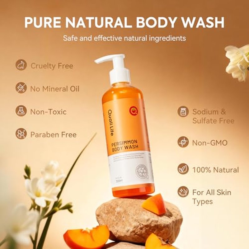 QualiLife Natural Persimmon Body Wash for Odor Control