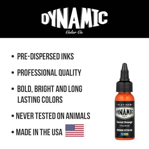 Dynamic Color Co - Carrot Orange Platinum Collection Tattoo Ink, Reach Compliant Premium Tattoo Ink, Safe for European Regulations, Made in Spain, (1 oz Bottle)