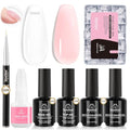 Beetles Builder Gel Nail Kit - Clear Pink with Base & Top Coat, 288 Nail Tips, Includes Brush (Petal Haze variant)