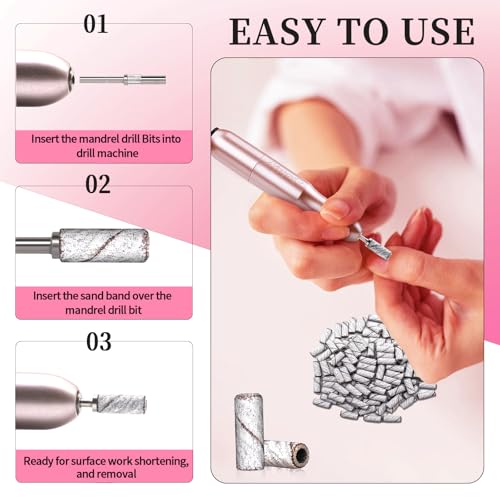 240 Grit Mini Sanding Bands for Nail Drill - 200 Pcs, Extra Fine