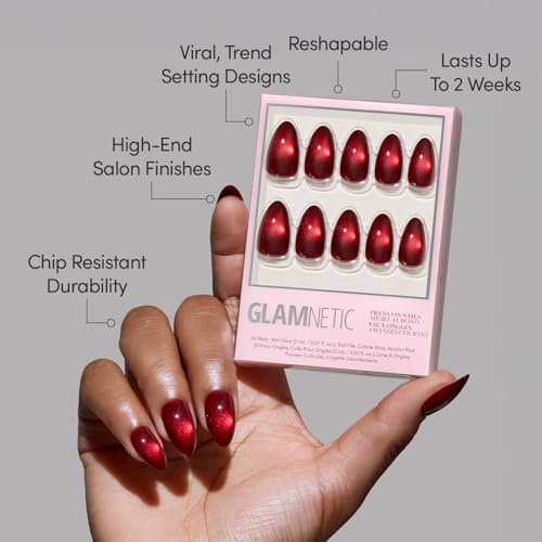 Glamnetic Frosted Cranberry Press-On Nails - Short Almond Kit