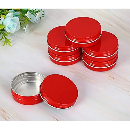 2oz/60ml Red Aluminum Tin Jar With Screw Lid - 15 Pack Metal Round Cans Containers for Lip Balm, DIY Salve, Spice, Candies, Crafts - Cosmetic Sample Steel Containers