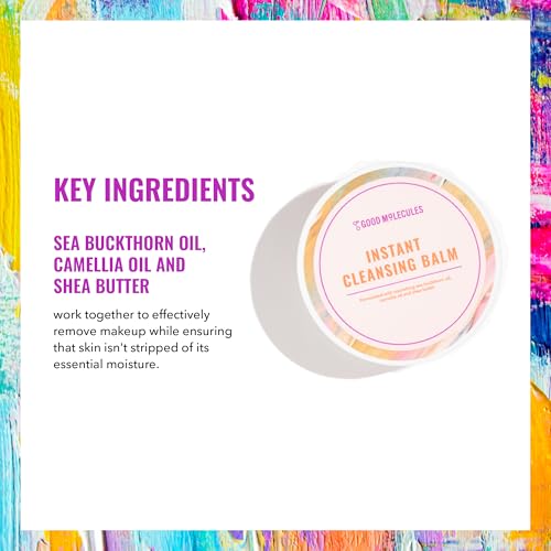 Good Molecules Instant Cleansing Balm ? Makeup Remover Balm with Sea Buckthorn and Shea Butter - Residue-Free, Fragrance-Free, Vegan Face Cleanser, 2.5 oz.