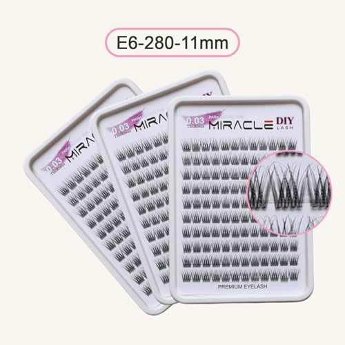 DIY False Eyelashes, Lash Clusters, Lengthening Wisps 9mm-16mm Contact Lens Friendly, Easy to Apply, Reusable Strip Lashes (E6-280, 11mm)