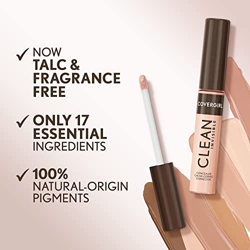 Covergirl Clean Invisible Concealer, Lightweight, Hydrating, Vegan Formula, Light Beige 107, 0.23oz