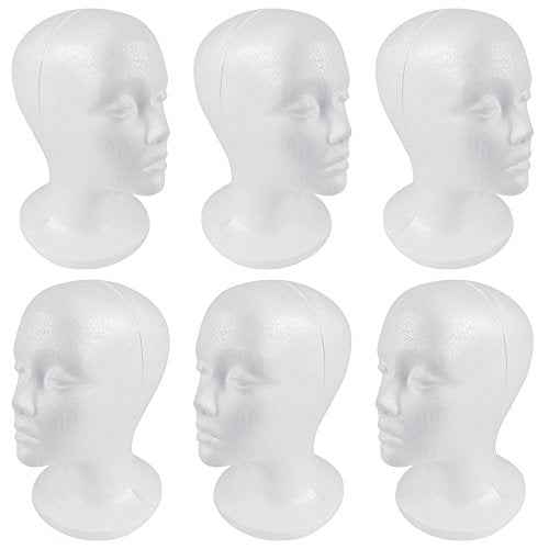 SHANY Styrofoam Model Heads ,Hat Wig Foam Mannequin Female Wig Head Stand ,Mannequin Head for wigs , Wig Holder - Round Base , 11 Inches Female Mannequin Head - Half Dozen - 6 Pieces