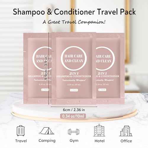 Travel Shampoo & Conditioner, 2 in 1 Shampoo Set Bulk, Mini Size Small Men Women Essential Cleansing Toiletries Amenities for Hotel, Shelter/Homeless/Nursing Home/Charity 0.34 Fl Oz(Pack of 30£©