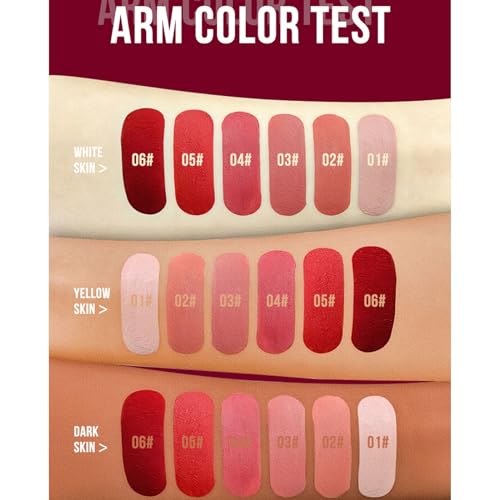 Matte Liquid Lipstick Set, 3Pcs Long Lasting Velvety Nude Red